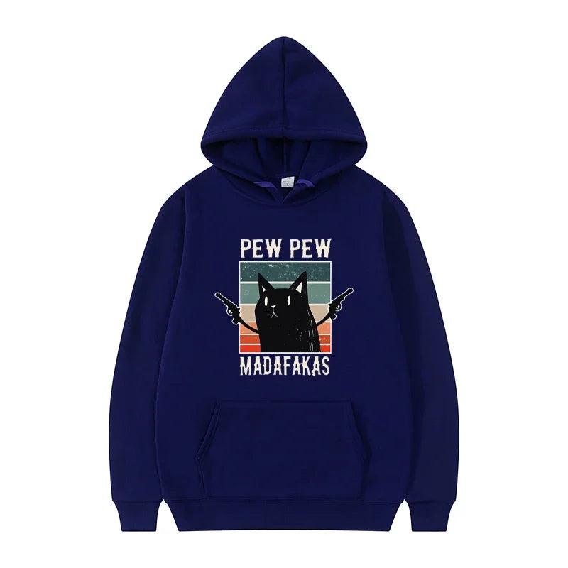 Pew Pew Madafaks Cute Funny Printed Sweatshirt Men's Autumn and Winter Hooded Fashion Hoodie Fashionable Casual Sportswear
