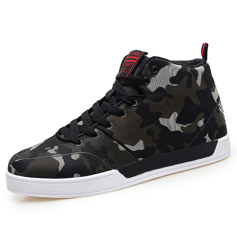 High-top Shoes Camouflage Canvas Shoes Men's Shoes Style Trendy Shoes Plus Size