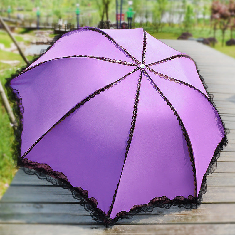 Women's Fashion Lace UV Protection Folding Umbrella