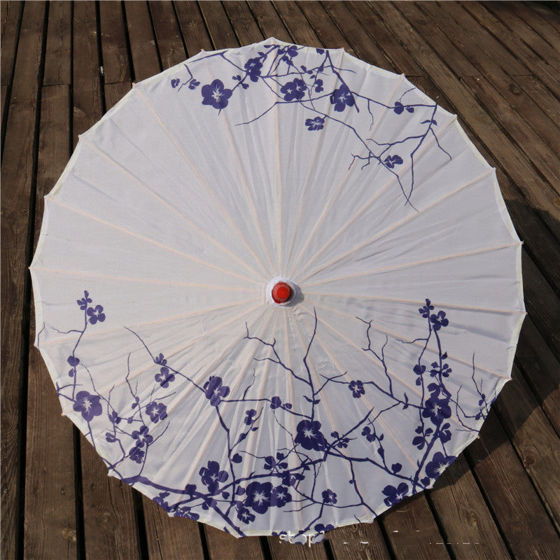 Chinese Style Silk Print Antique Umbrella