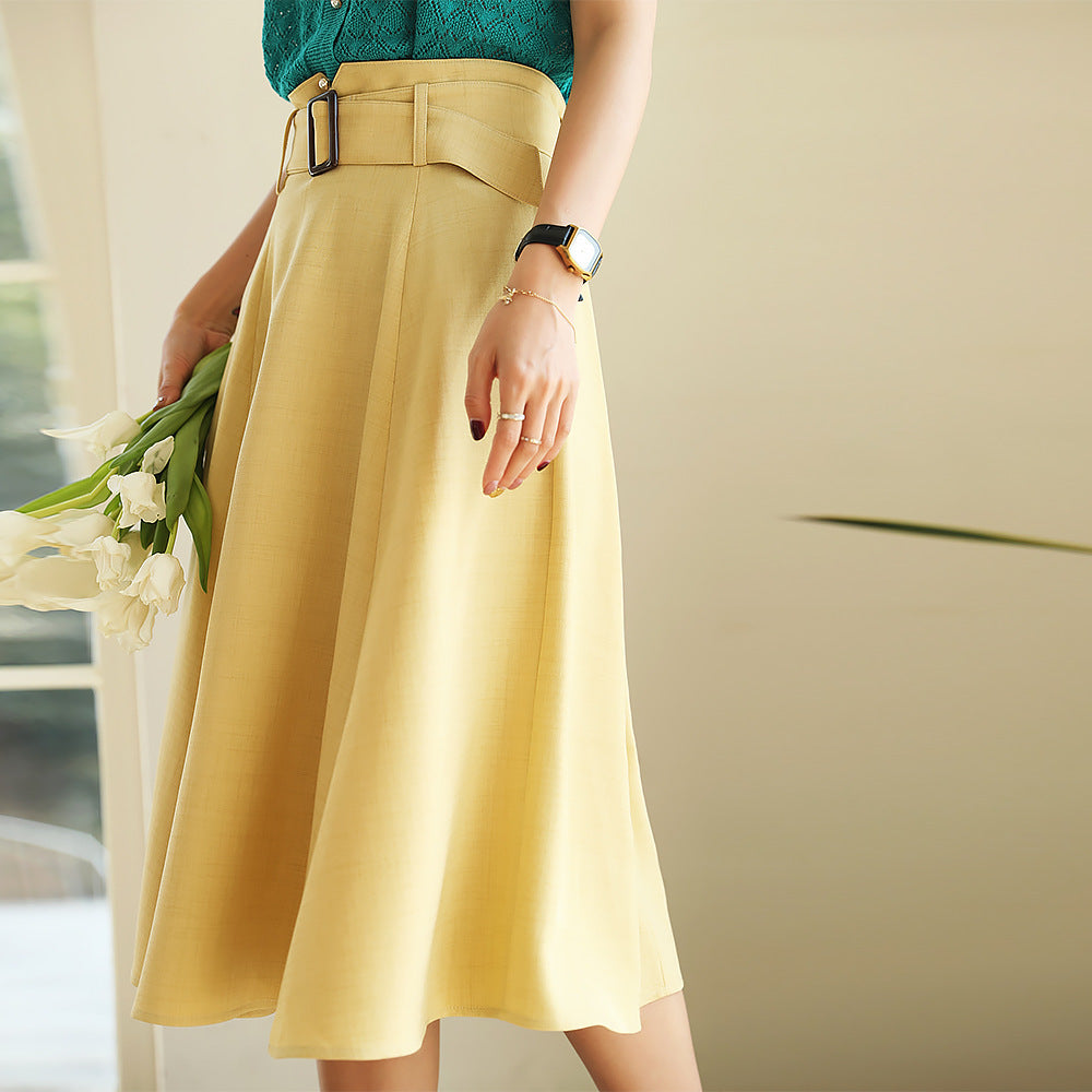 Roman Holiday Retro Temperament A- Line Umbrella Skirt Mid-length