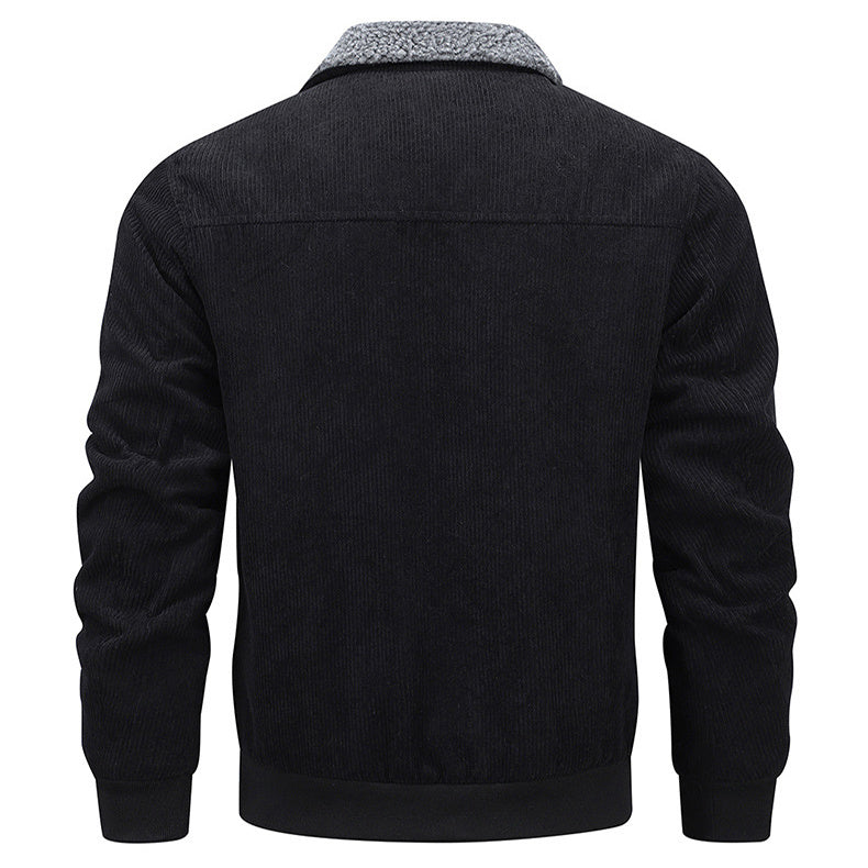 Lapel Fleece Jacket With Pockets Warm Thicken Cotton Coat Men's Clothing