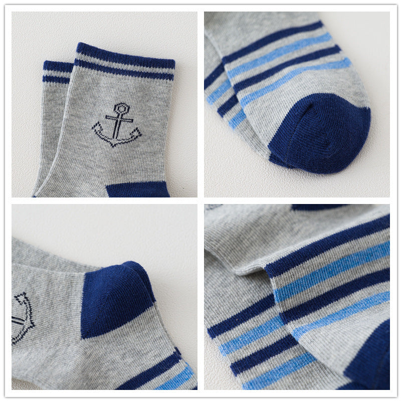 Spring And Autumn Cartoon Ship Boy Socks