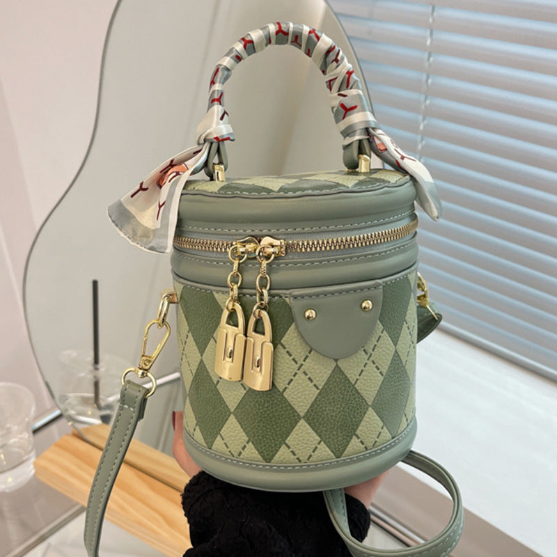 Round Bag Female Bag Ling Lattice Bag Portable Bucket Bag Female - Online Shop AU.com