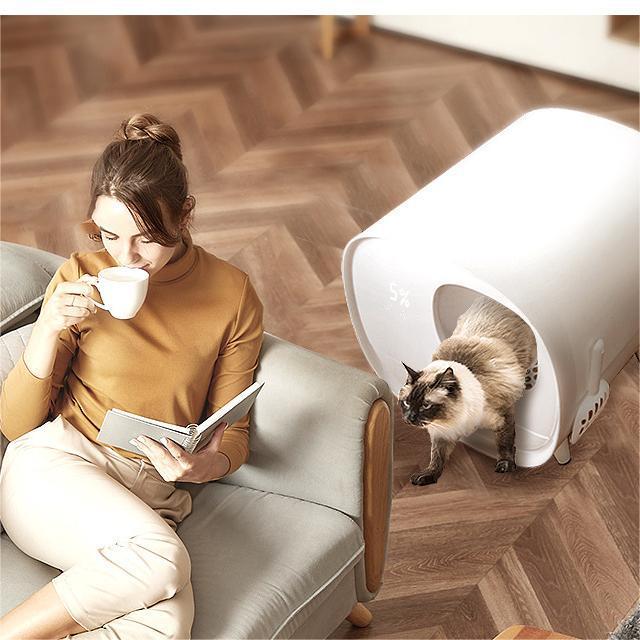 Hộp vệ sinh Cat Smart Litter Box cỡ lớn khử mùi và chống bắn tóe
