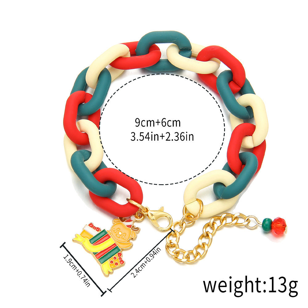 Christmas Bracelet For Women Men Santa Claus Christmas Tree Snowflake Snowman Pearl Bangles New Year Gifts