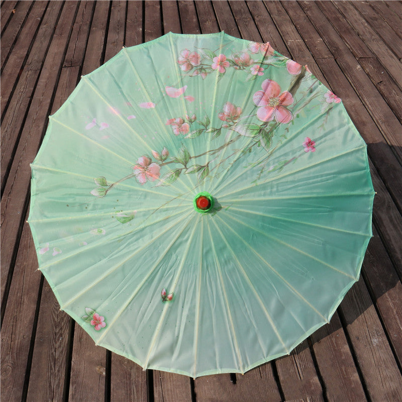 Chinese Style Silk Print Antique Umbrella
