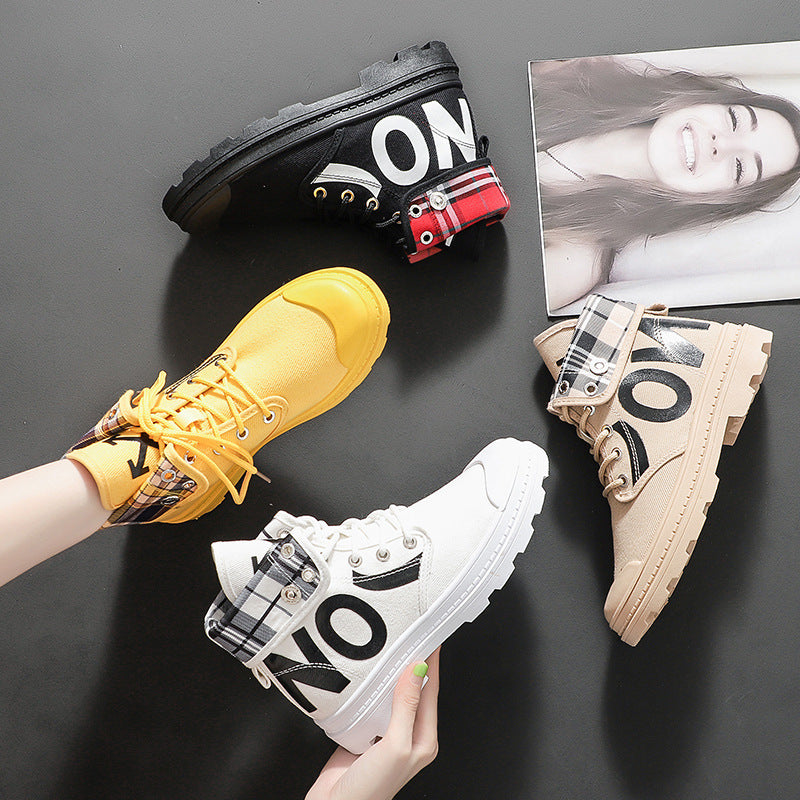 Boots All-match High-top Girls Canvas Short Boots Women's Shoes