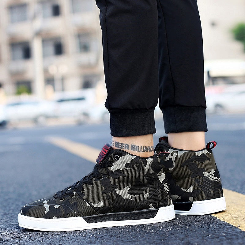 High-top Shoes Camouflage Canvas Shoes Men's Shoes Style Trendy Shoes Plus Size