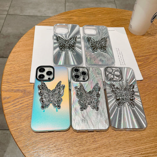 Mobile Phone Case  Aurora Three-dimensional Butterfly Bracket Phone Case