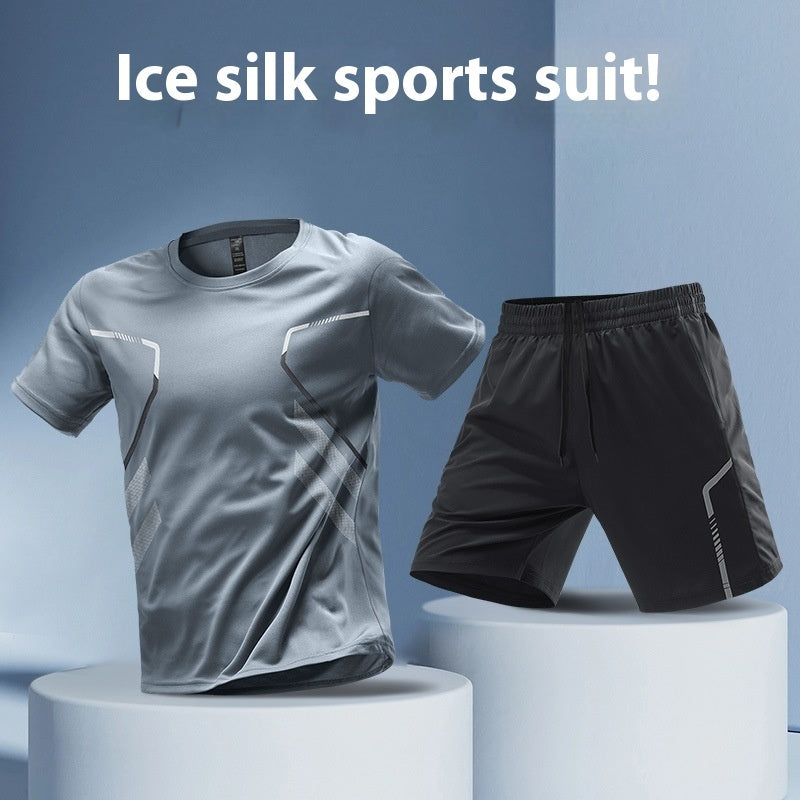 Men Quick-drying Breathable Short Sleeve Round Neck Active Tee Outdoor Workout