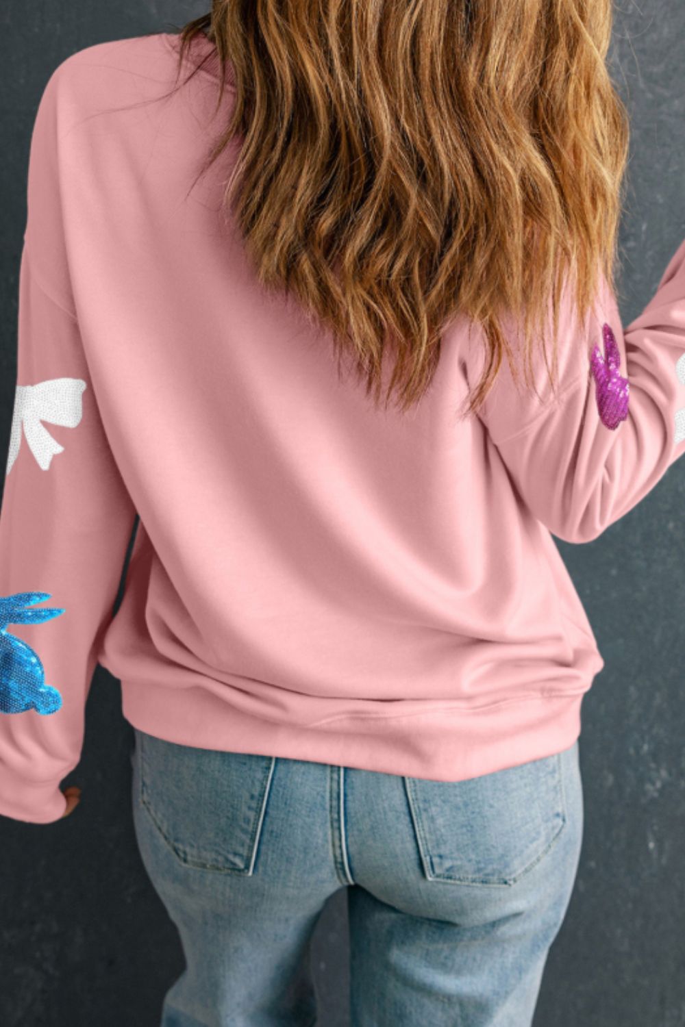 Easter Bunny Bow Knot Sequined Sweatshirt - Online Shop AU.com - OnlineShopAU.com