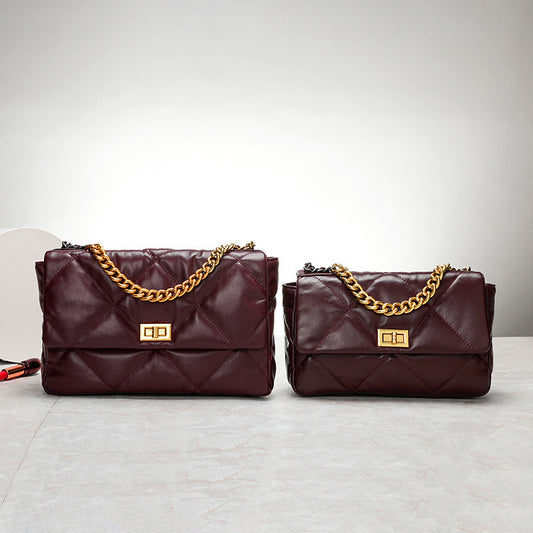 All Sheepskin Bag, Leather Rhombus Chain Bag, Shoulder Bag, Diagonal Bag - Online Shop AU.com