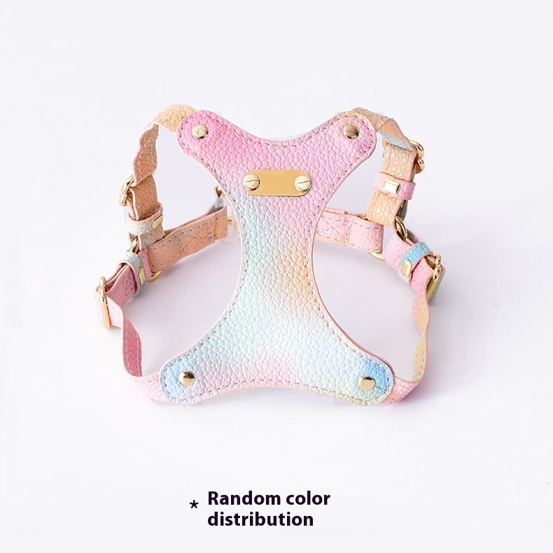 Colorful Leather Cat Strap Pulling Rope