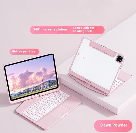 360度回転キーボードクリアケース iPad Smart Trackpad用 Bluetoothキーボードケースカバー ペンスロット付き