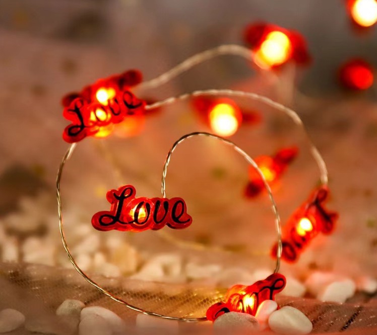 Led Copper Wire Light Love Red Lips Small Colored Lights Flashing Light Decoration Christmas Valentine's Day