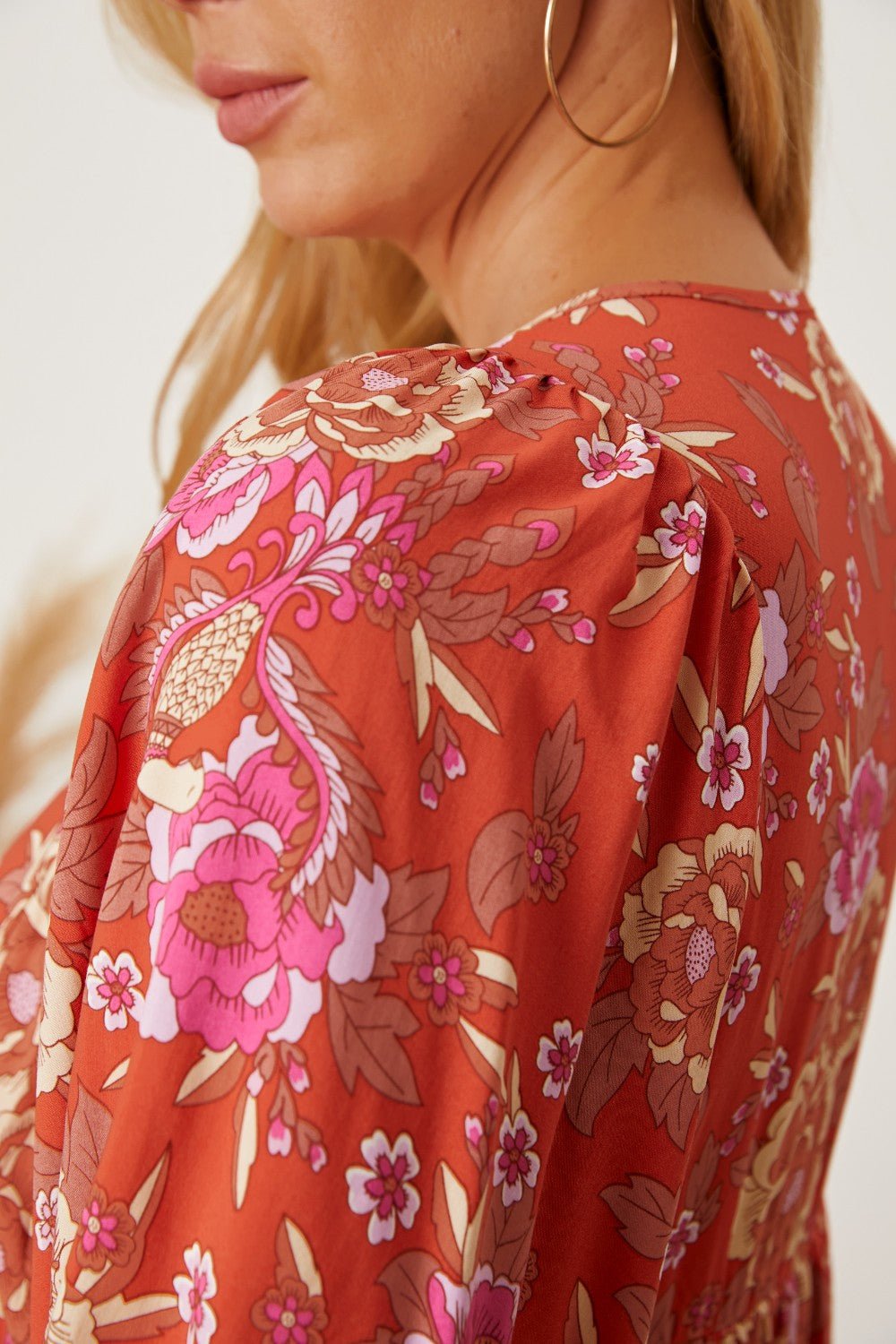 Floral Tie Neck Half Sleeve Dress - Online Shop AU.com - OnlineShopAU.com