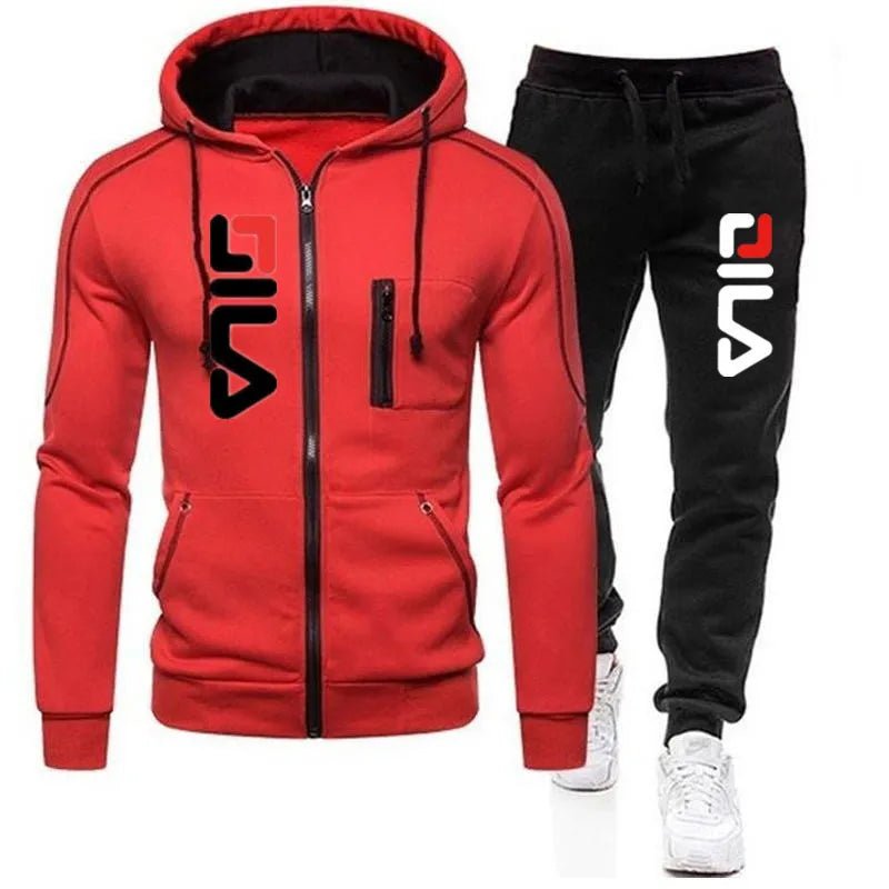 Men's Tracksuit jacket Hooded Pullover Sweatpants 2 Piece Male Fleece Streetwear Sets - Online Shop AU.com - Online Shop AU.com