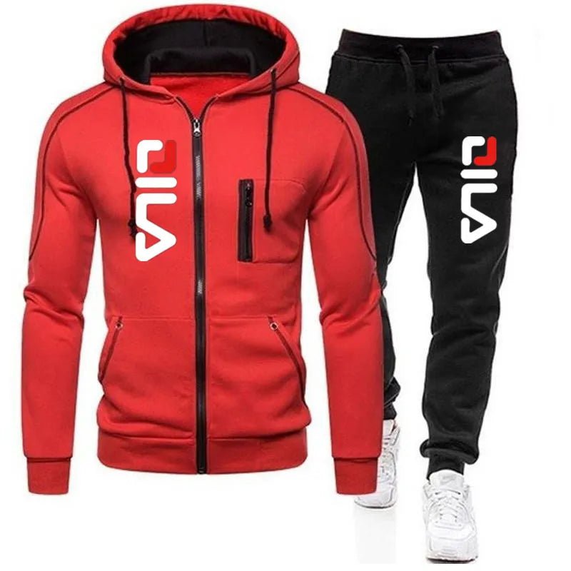Men's Tracksuit jacket Hooded Pullover Sweatpants 2 Piece Male Fleece Streetwear Sets - Online Shop AU.com - Online Shop AU.com