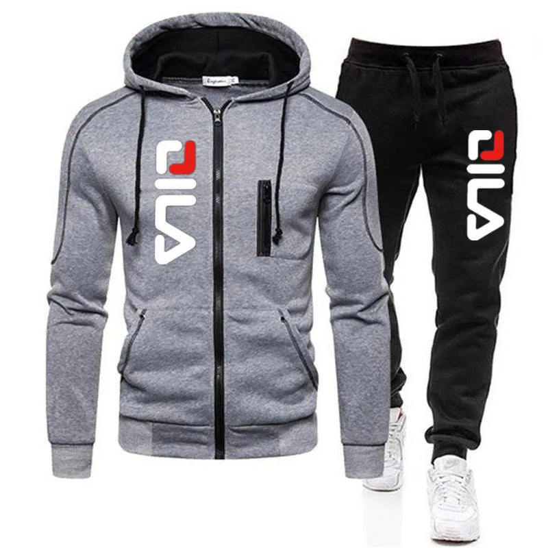 Men's Tracksuit jacket Hooded Pullover Sweatpants 2 Piece Male Fleece Streetwear Sets - Online Shop AU.com - Online Shop AU.com