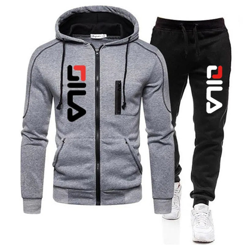 Men's Tracksuit jacket Hooded Pullover Sweatpants 2 Piece Male Fleece Streetwear Sets - Online Shop AU.com - Online Shop AU.com