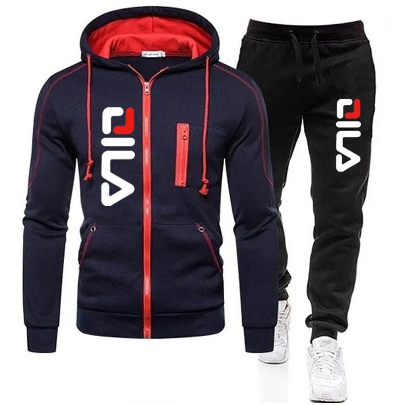 Men's Tracksuit jacket Hooded Pullover Sweatpants 2 Piece Male Fleece Streetwear Sets - Online Shop AU.com - Online Shop AU.com