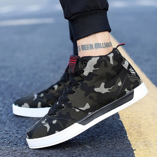 High-top Shoes Camouflage Canvas Shoes Men's Shoes Style Trendy Shoes Plus Size