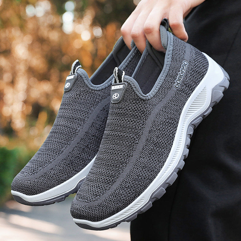 Men's Shoes Casual Flying Woven Men's Shoes Lazy Walking Shoes Casual Dad Shoes Cloth Shoes