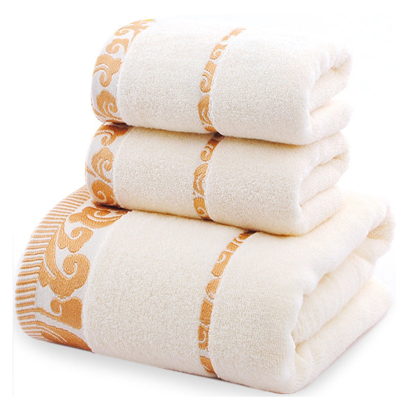 Pure Cotton Towels Three-piece Suit Thick Soft Household