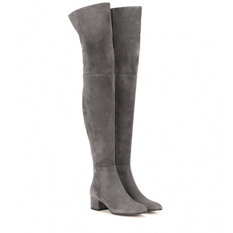 Boots Flat Boots Over The Knee Boots Gray Women's Boots High Boots