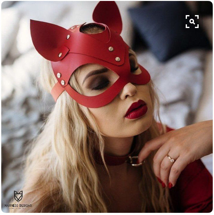 Masked Leather Rivet Mask Cat Mask Women Mask