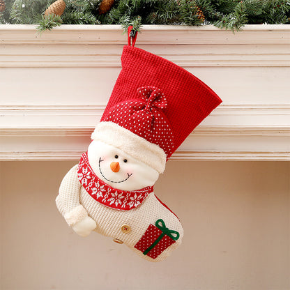 Christmas Stocking Santa Claus Fireplace Decor Socks Xmas Gift Bags Candy Holder Decor For Home