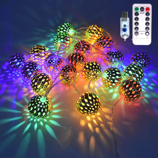 USB Eight Functions Remote Control Colorful Ball Christmas Lights
