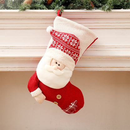 Christmas Stocking Santa Claus Fireplace Decor Socks Xmas Gift Bags Candy Holder Decor For Home