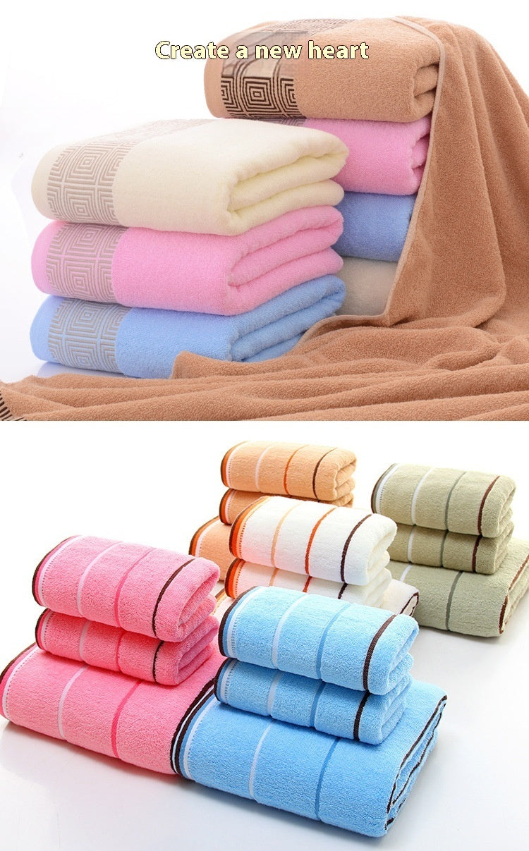 Pure Cotton Towels Three-piece Suit Thick Soft Household