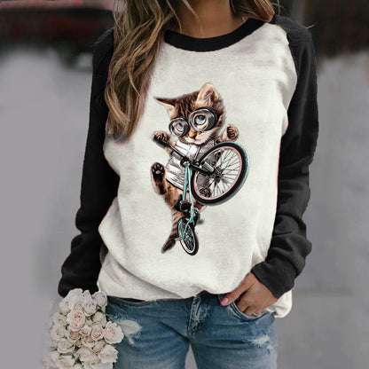 Printed Cat Long Sleeve T-Shirt Women - Online Shop AU.com