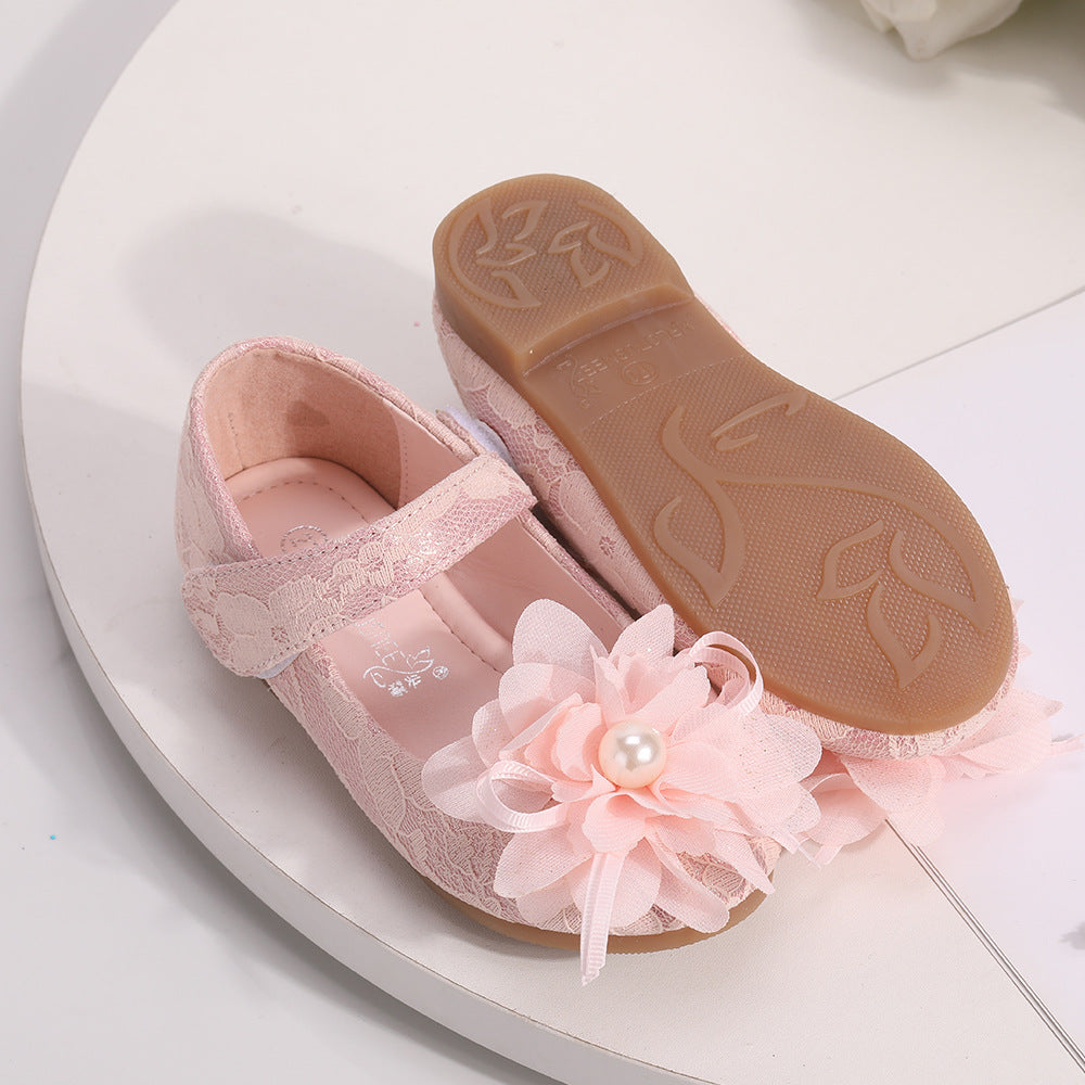 Girls Dress Shoes Flower Lace Princess Shoes