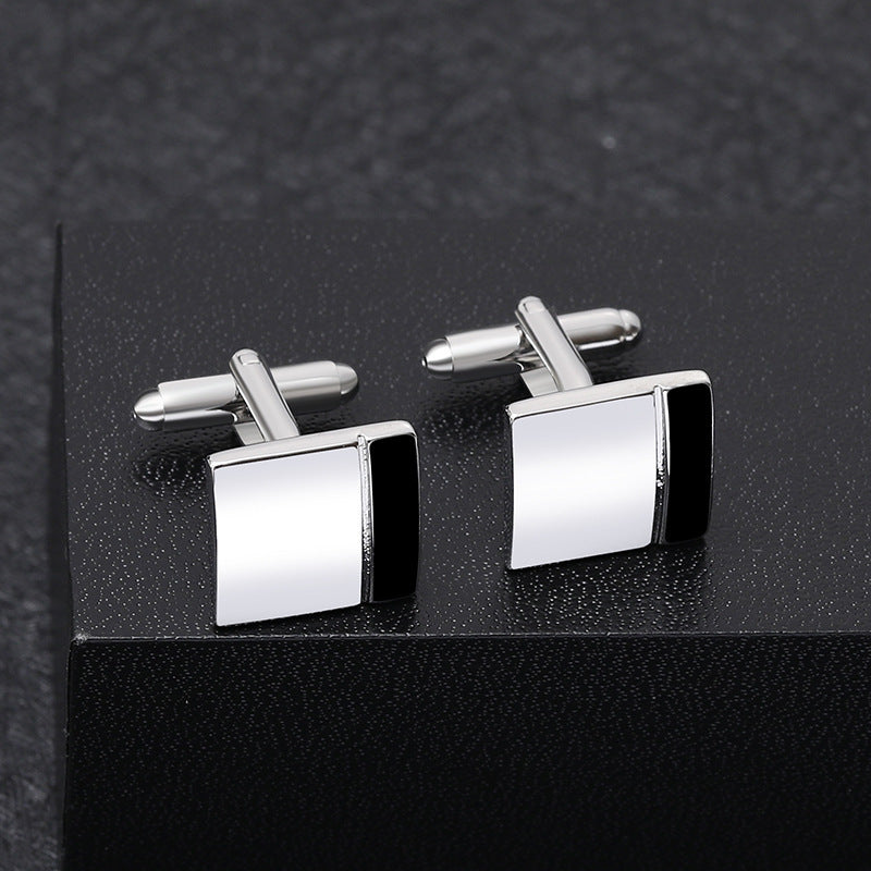 Simple And Creative Square Black And White Stitching French Men's Business Shirt Cufflinks - Online Shop AU.com