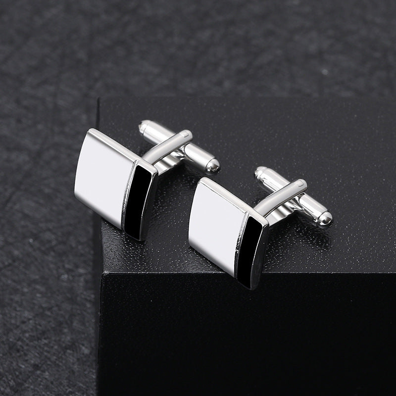 Simple And Creative Square Black And White Stitching French Men's Business Shirt Cufflinks - Online Shop AU.com