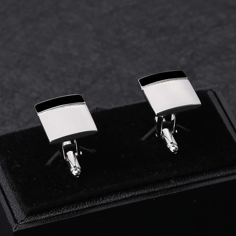 Simple And Creative Square Black And White Stitching French Men's Business Shirt Cufflinks - Online Shop AU.com