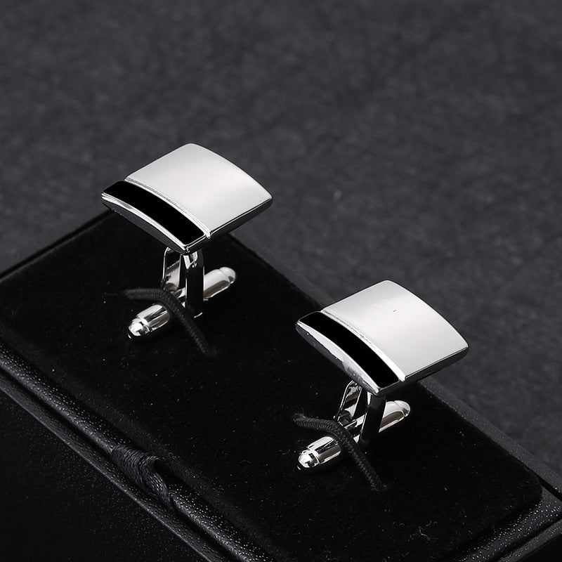 Simple And Creative Square Black And White Stitching French Men's Business Shirt Cufflinks - Online Shop AU.com