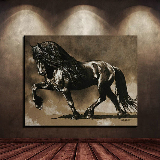 Black Horse Hd Inkjet Home Art Decoration Painting Living Room Background Wall Painting Frameless Painting Core