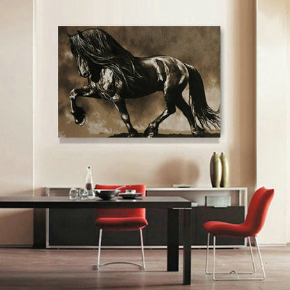 Black Horse Hd Inkjet Home Art Decoration Painting Living Room Background Wall Painting Frameless Painting Core