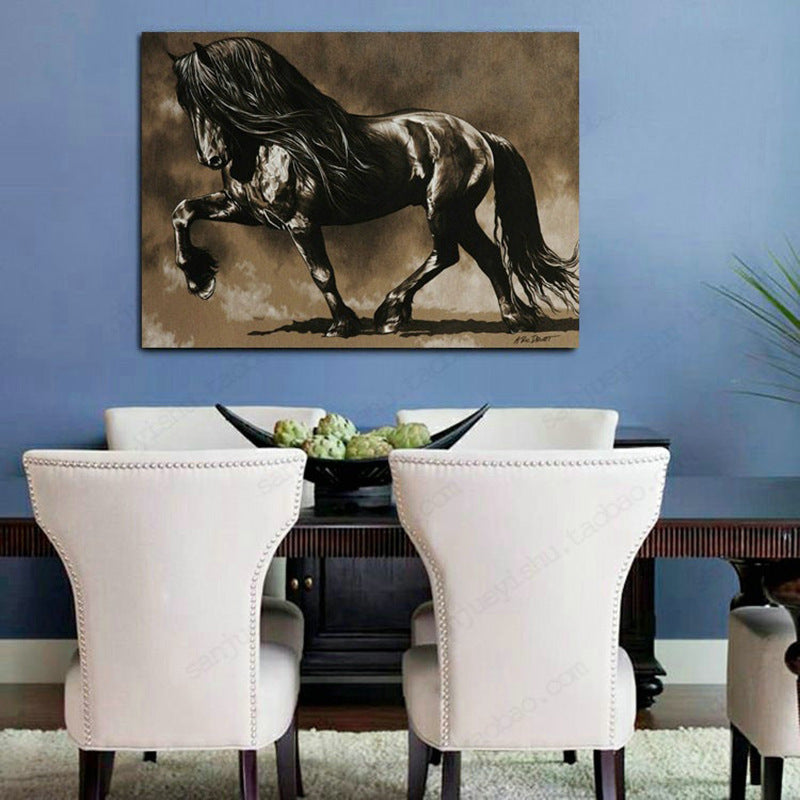 Black Horse Hd Inkjet Home Art Decoration Painting Living Room Background Wall Painting Frameless Painting Core