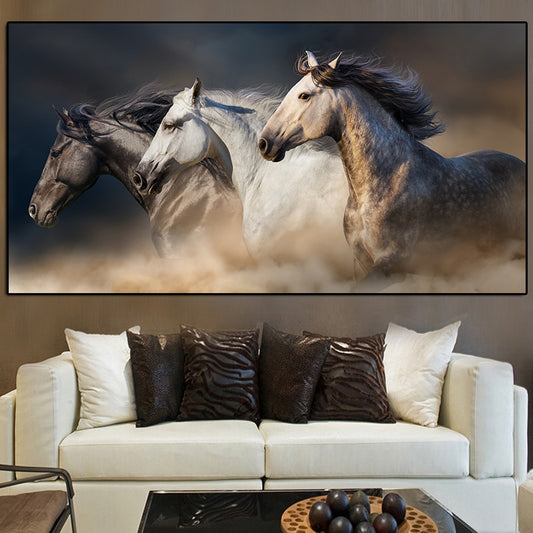 Oil Painting Horse One-Time Delivery Wish Explosion Models Living Room Study Decorative Canvas Painting Frameless Painting Core