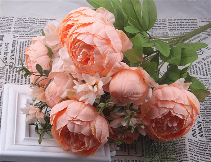 13 Core-spun Peony Decorative Flowers Artificial Flowers Artificial Flowers