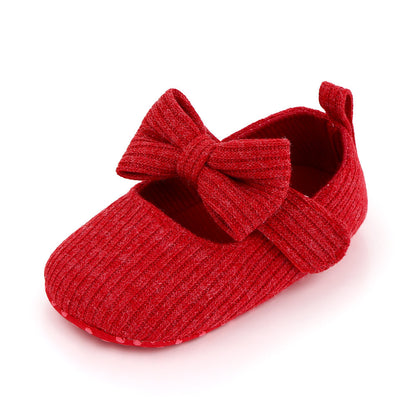 Bowknot Woolen Knit Baby Shoes Moccasins Princess Shoes Baby Shoes