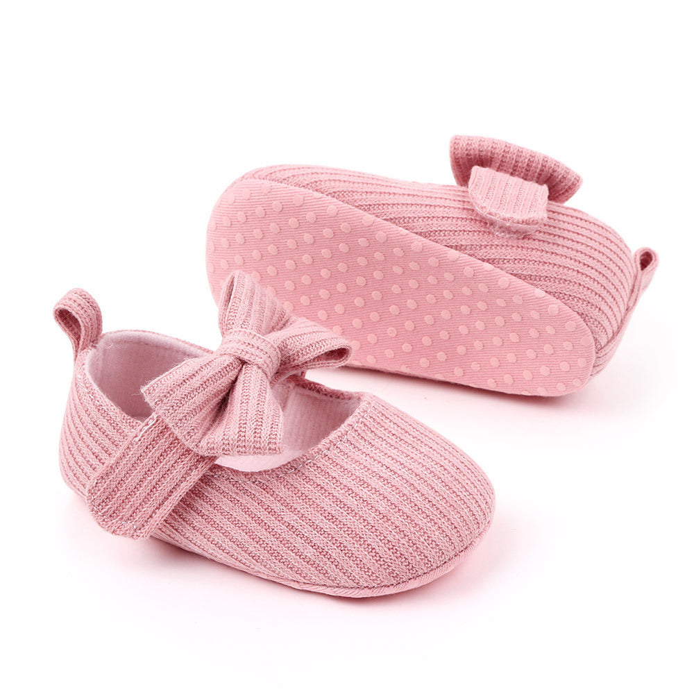 Bowknot Woolen Knit Baby Shoes Moccasins Princess Shoes Baby Shoes