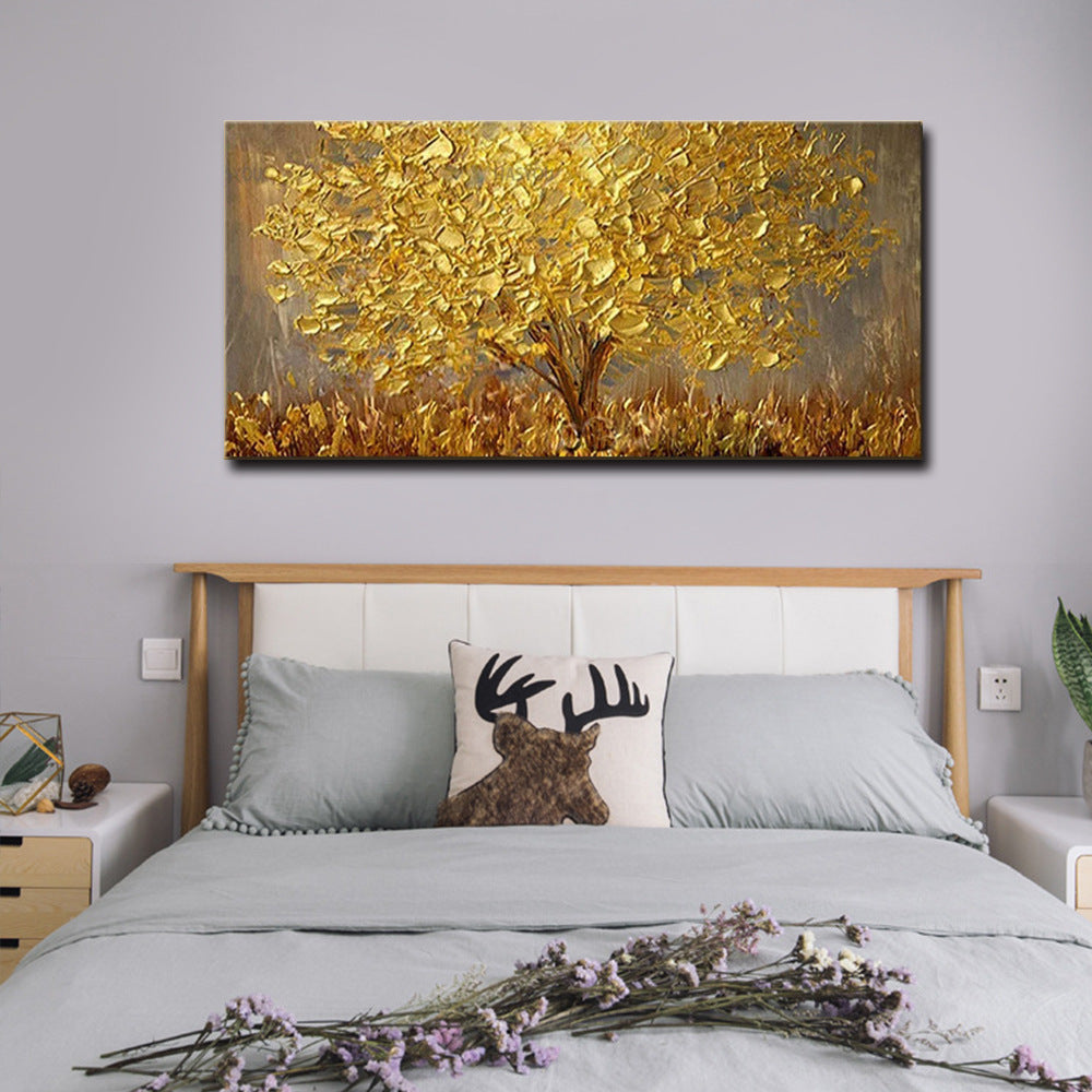 American Home Furnishing Pure Hand-Painted Oil Painting Golden Tree Hand-Painted Thick Texture Knife Painting Cross-Border Hot-Selling Canvas Core Can Be Customized