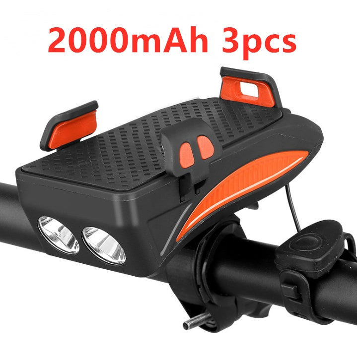 Motorcycle Bicycle Phone Holder Support Charging For Cell Phone With Bike Bell Power Bank Bicycle Front Lamp Flashlight - Online Shop AU.com